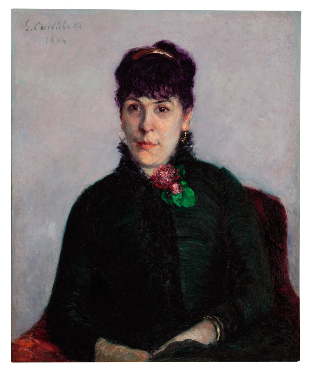 Kvinne med en rose, 1884 av Gustave Caillebotte