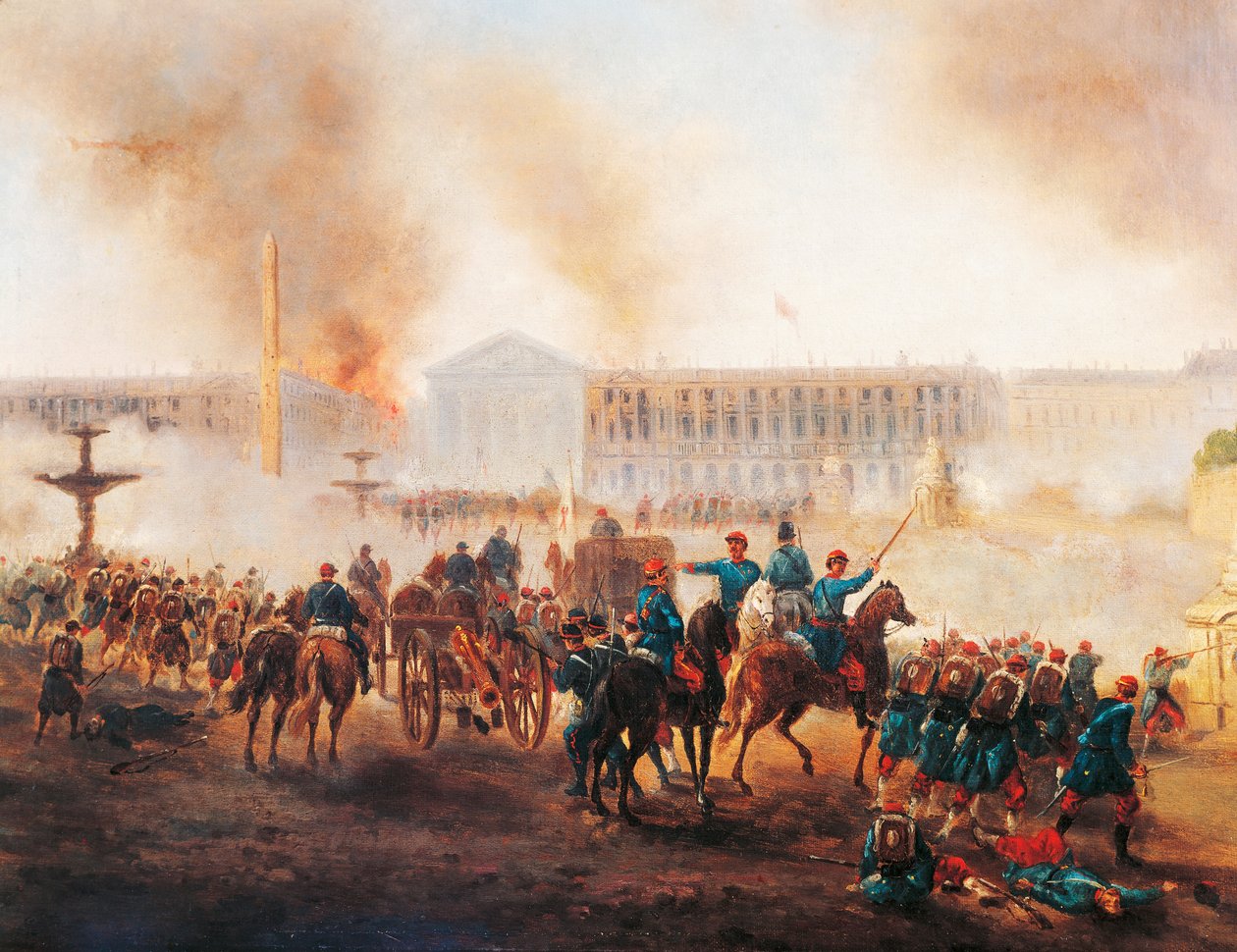 Slaget på Place de la Concorde i Paris, i løpet av de siste dagene av kommunen av Gustave Clarence Rodolphe Boulanger
