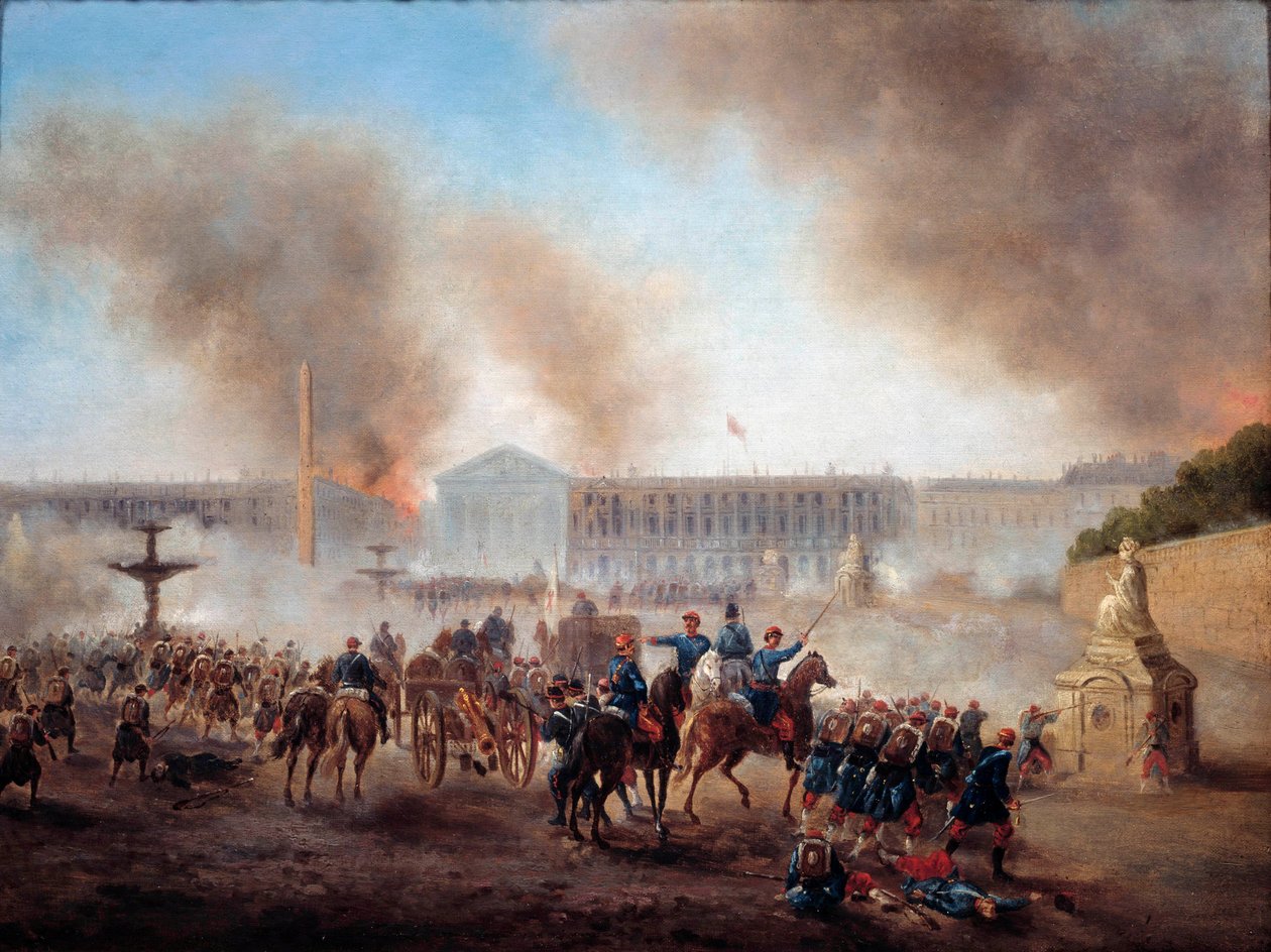 Kommune i Paris: "" scener med rimeutes på Place de la Concorde"" Maleri av Gustave Boulanger (1824-1888) Søn. 0,49x0,64 m Paris, Musee Carnavalet. av Gustave Clarence Rodolphe Boulanger