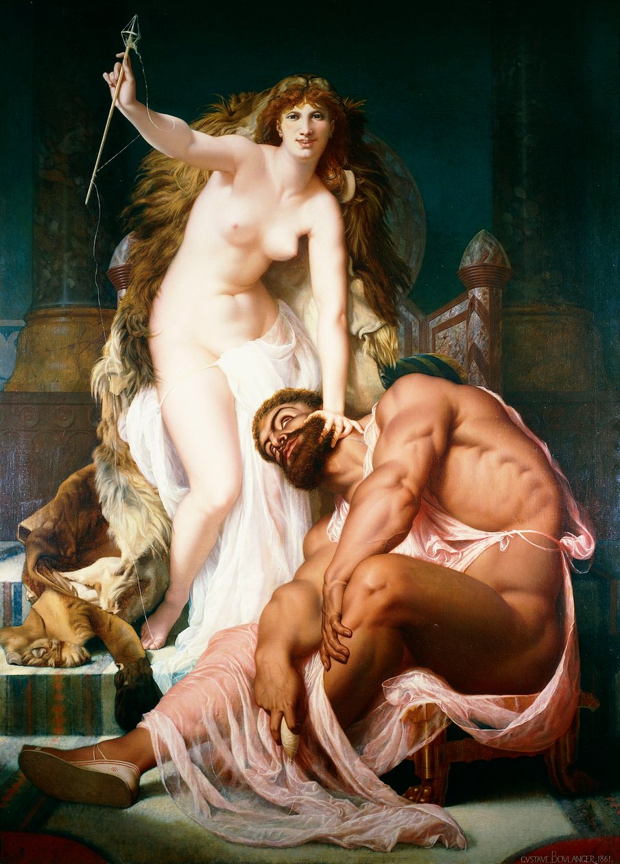 Hercules ved føttene til Omphale, 1861 av Gustave Clarence Rodolphe Boulanger