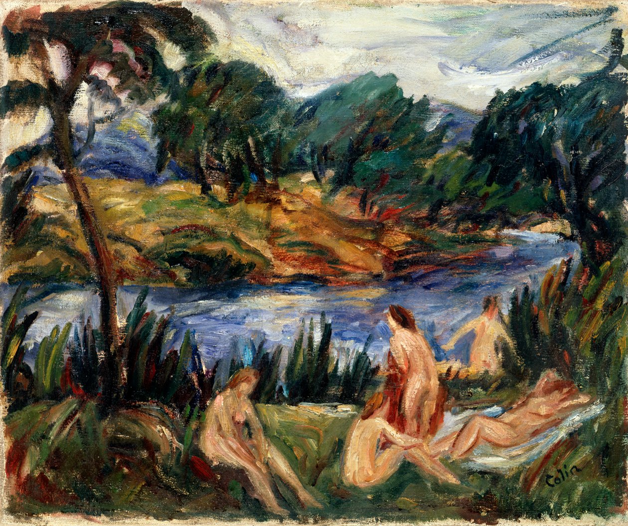 Kvinner ved elven, 1800- eller begynnelsen av 1900-tallet. av Gustave Colin