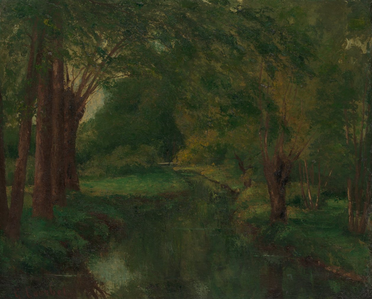 En bekk i en lysning, muligens bekk, Valley of Fontcouverte, studie, sannsynligvis 1862. av Gustave Courbet