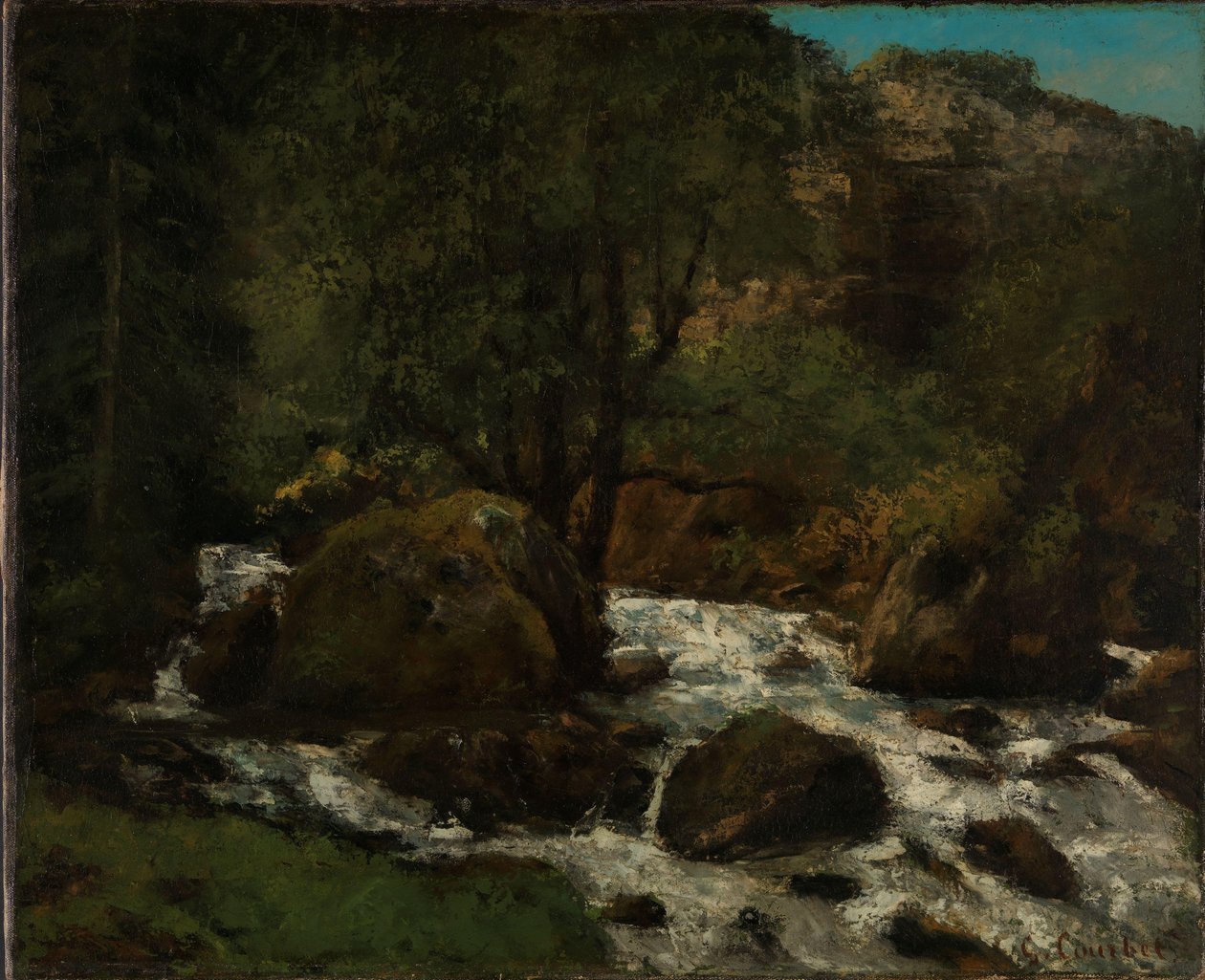 A Brook in the Forest, Jura, ca. 1865 (olje på lerret) av Gustave Courbet