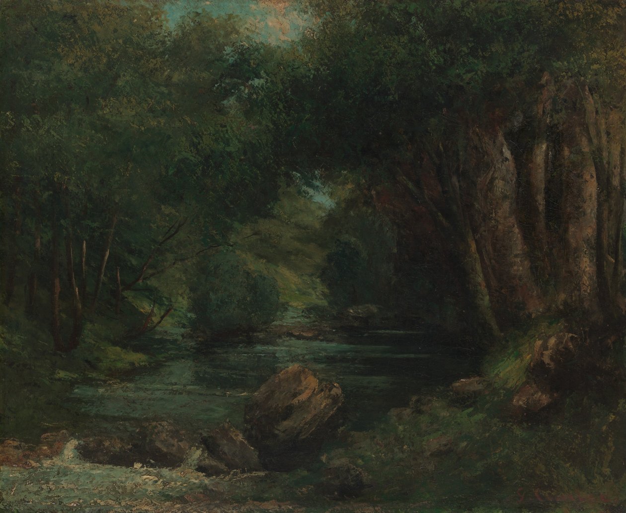 En bekk i skogen, ca. 1868-77. av Gustave Courbet