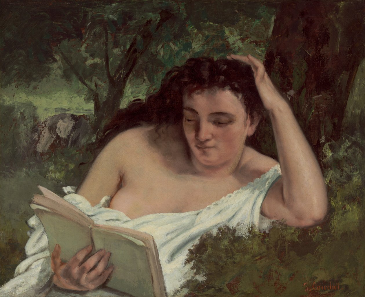 En ung kvinne som leser av Gustave Courbet