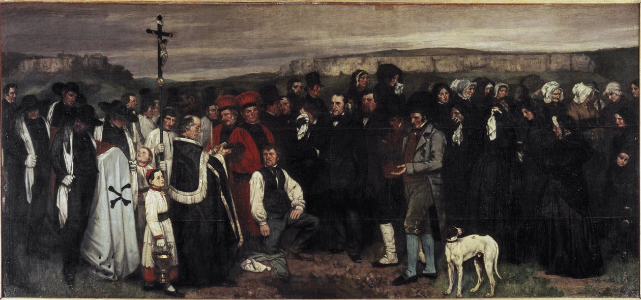 En begravelse i Ornans - Olje på lerret av Gustave Courbet