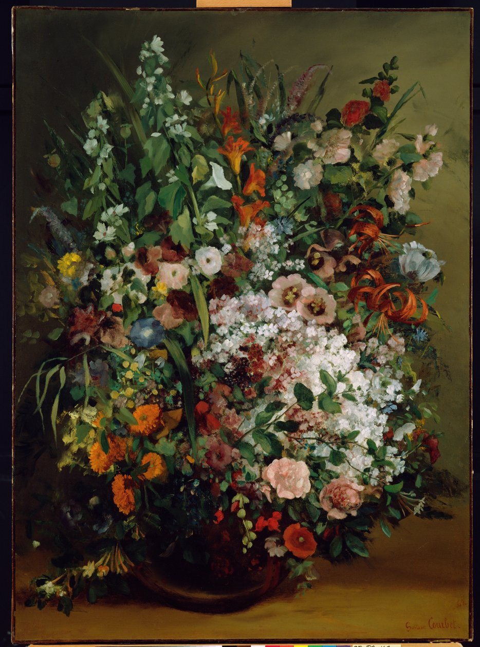 Bukett blomster i en vase av Gustave Courbet