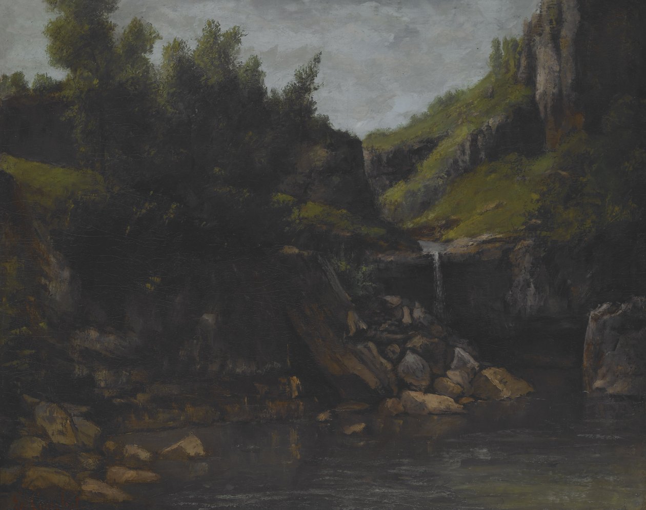 Cascade in a Rocky Landscape, ca. 1872-4 (olje på lerret) av Gustave Courbet