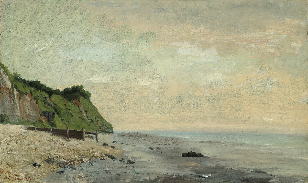 Cliffs on the Sea Coast: Small Beach, Sunrise Cliff on the Sea Coast, sett Small Beach... av Gustave Courbet