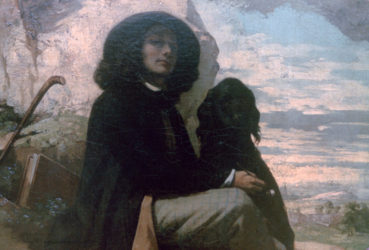 Courbet med sin svarte hund, 1842 av Gustave Courbet