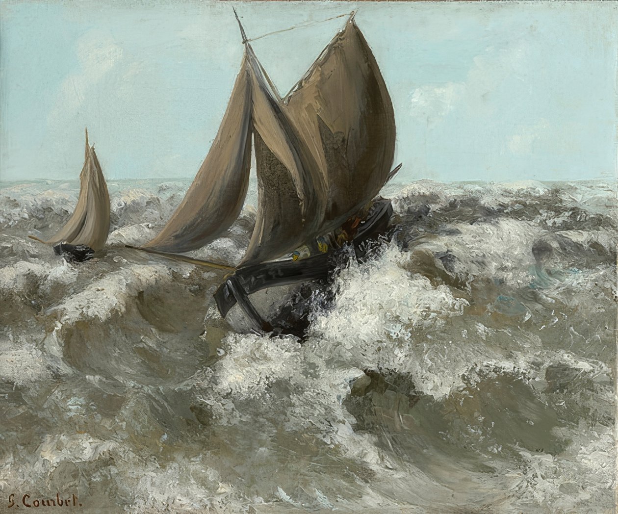 Seilbåten (sjølandskap). Rundt 1869 av Gustave Courbet