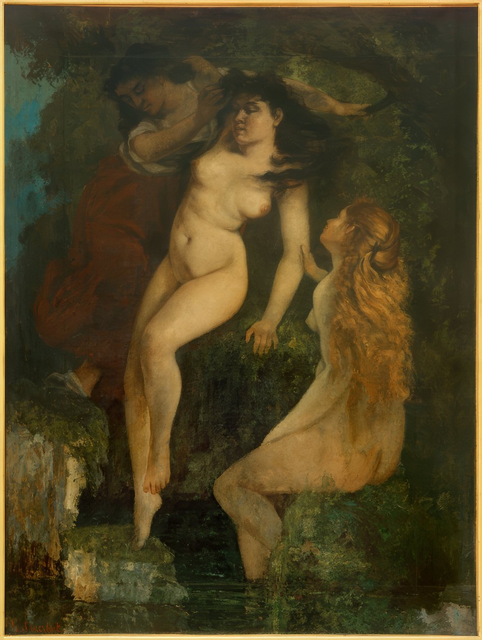 De tre badende av Gustave Courbet