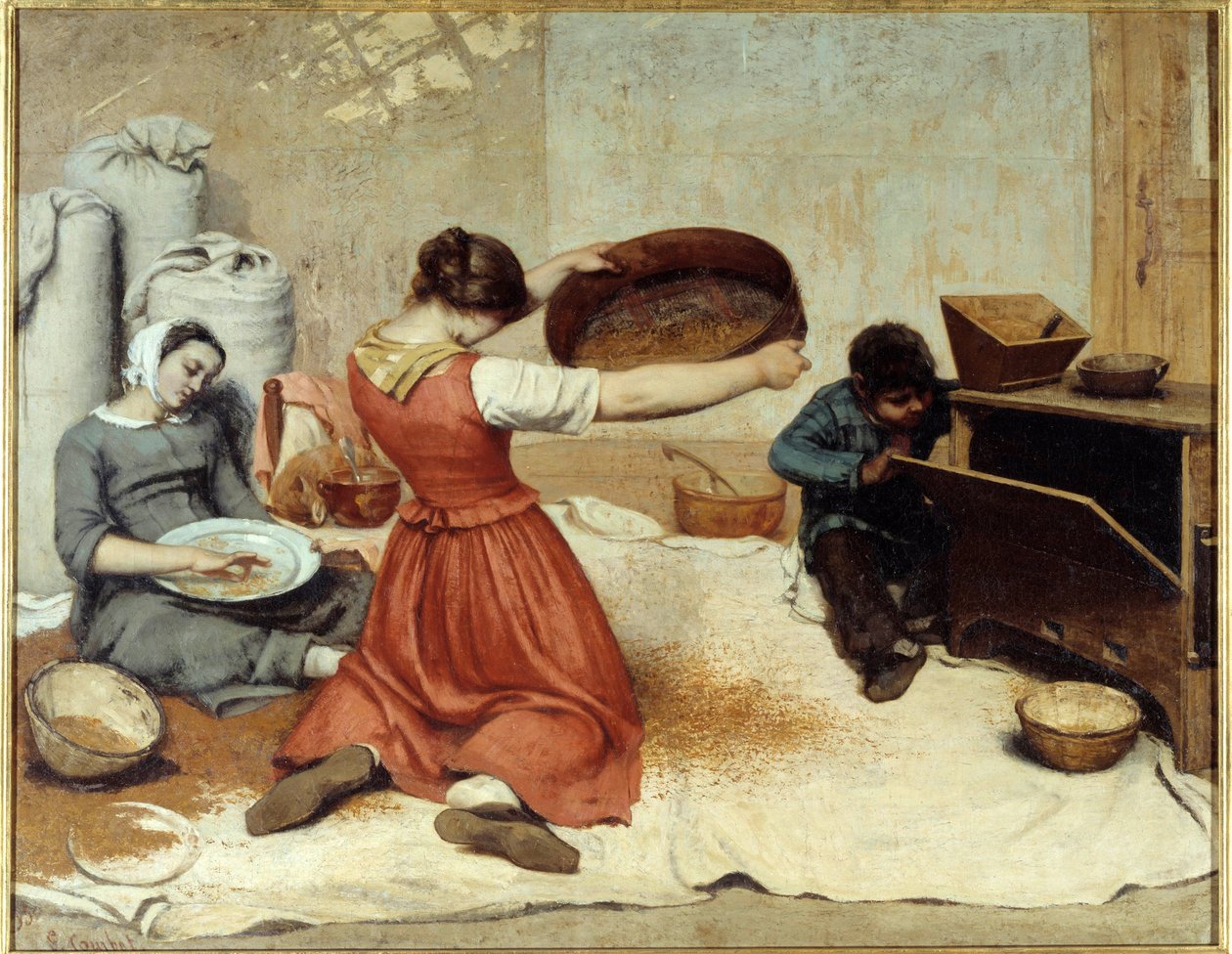 Hvetesliperne Maleri av Gustave Courbet (1819-1877) 1854 Mål 1,31 x 1,67 m Nantes, Museum of Fine Arts av Gustave Courbet