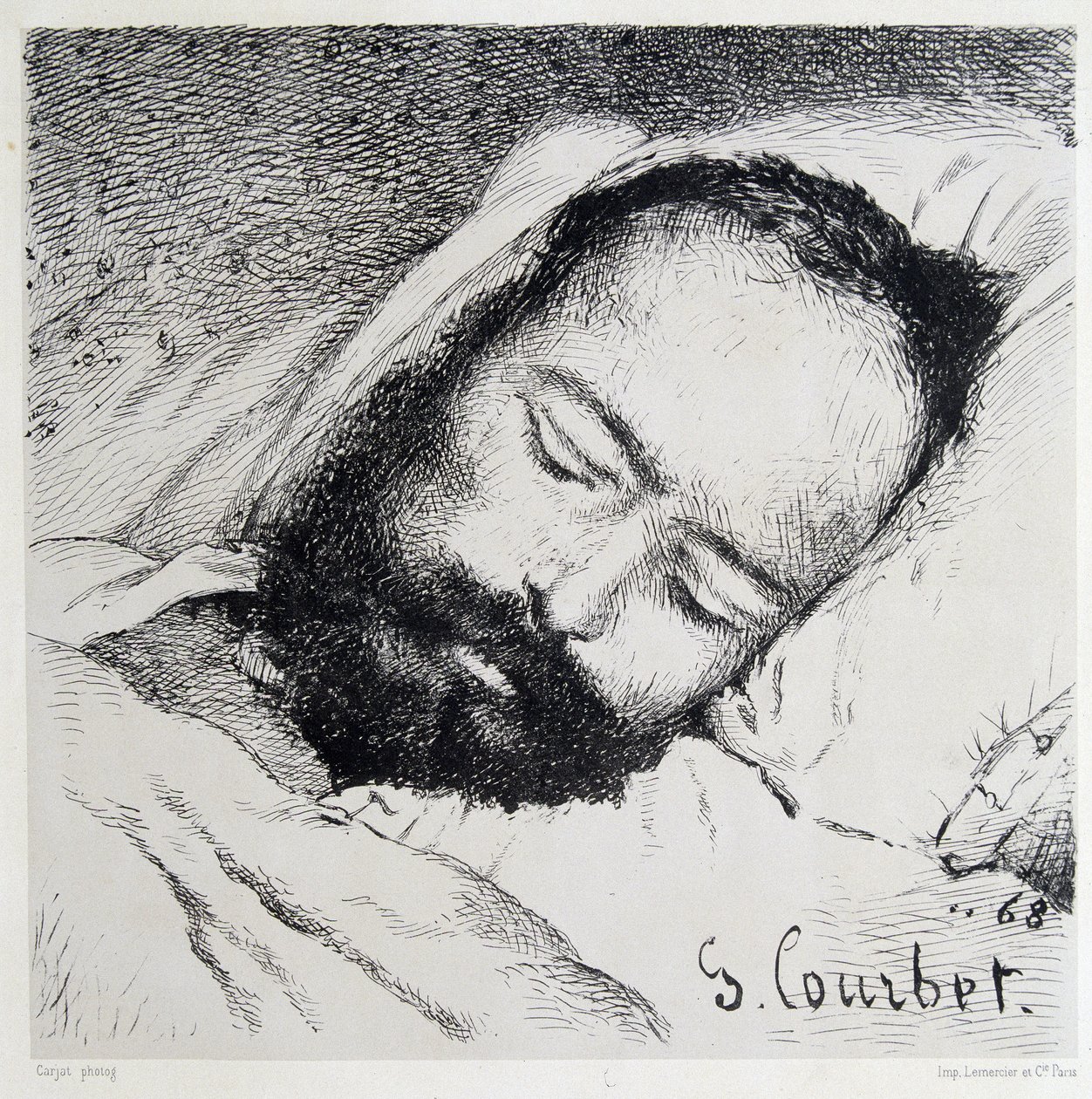 Mortuary-portrett av Proudhon, 20/01/1865 - av Gustave Courbet av Gustave Courbet