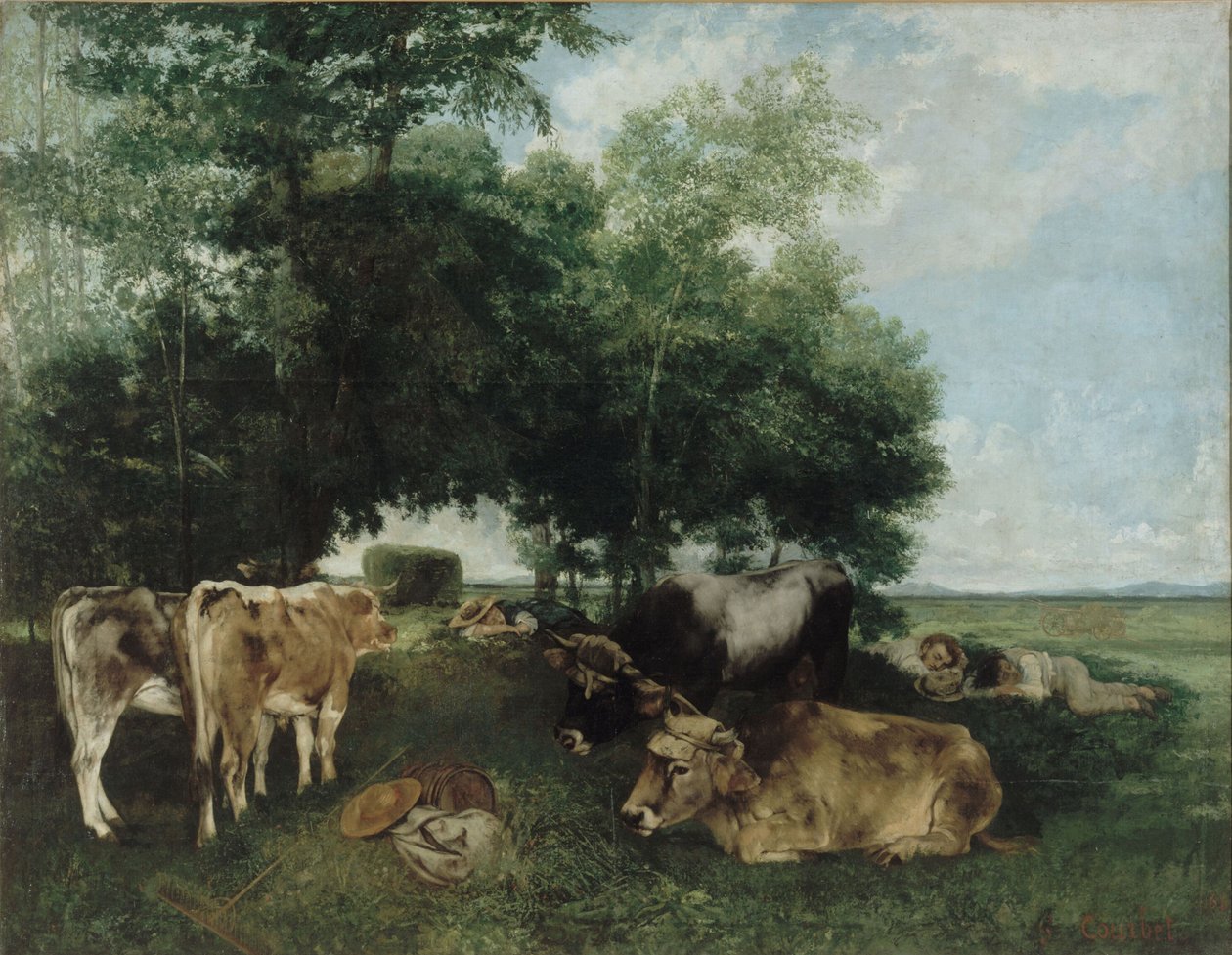 Blund under høysesongen, Doubs-fjellene av Gustave Courbet