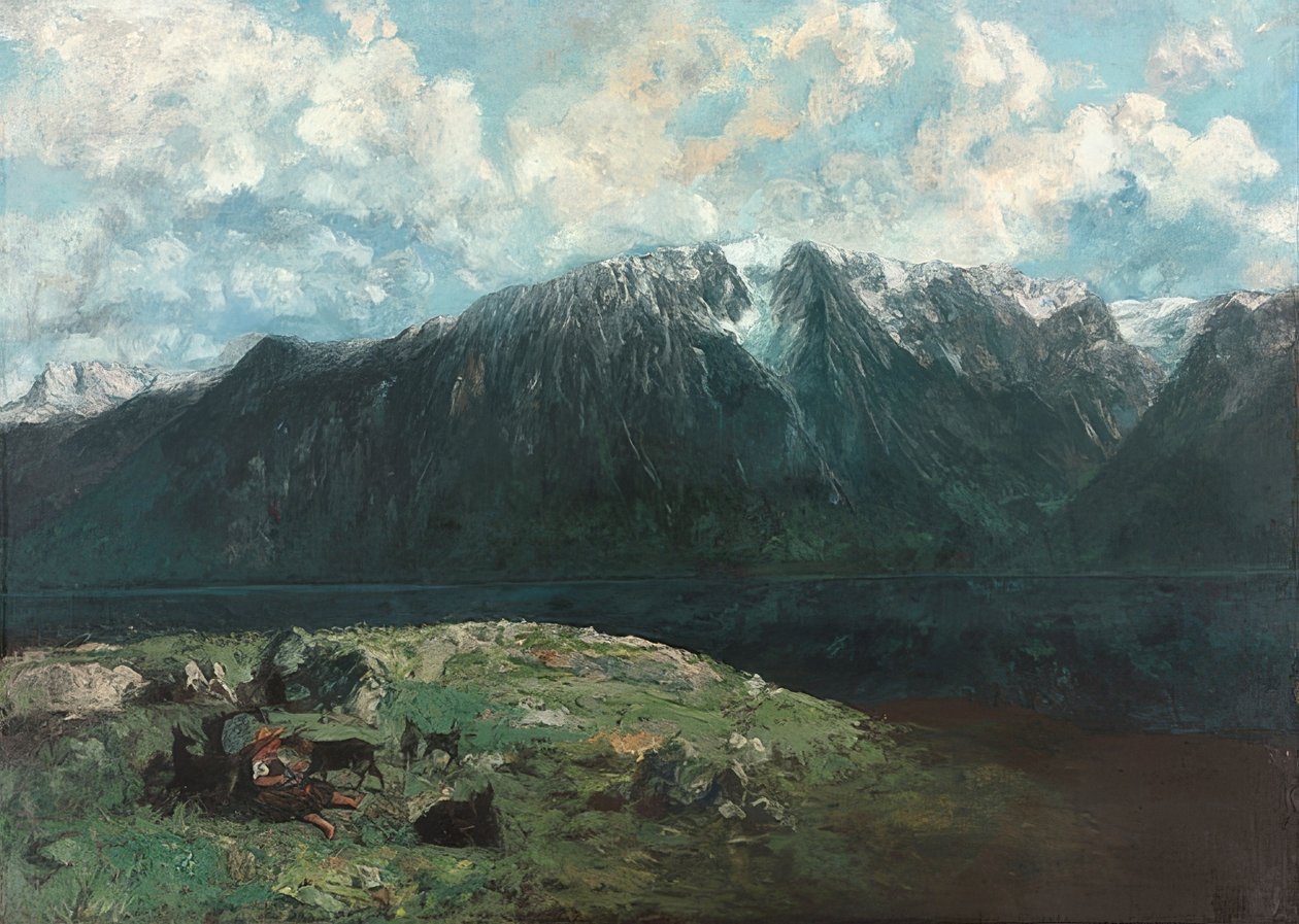 Panoramautsikt over Alpene, Les Dents du Midi. 1877 av Gustave Courbet