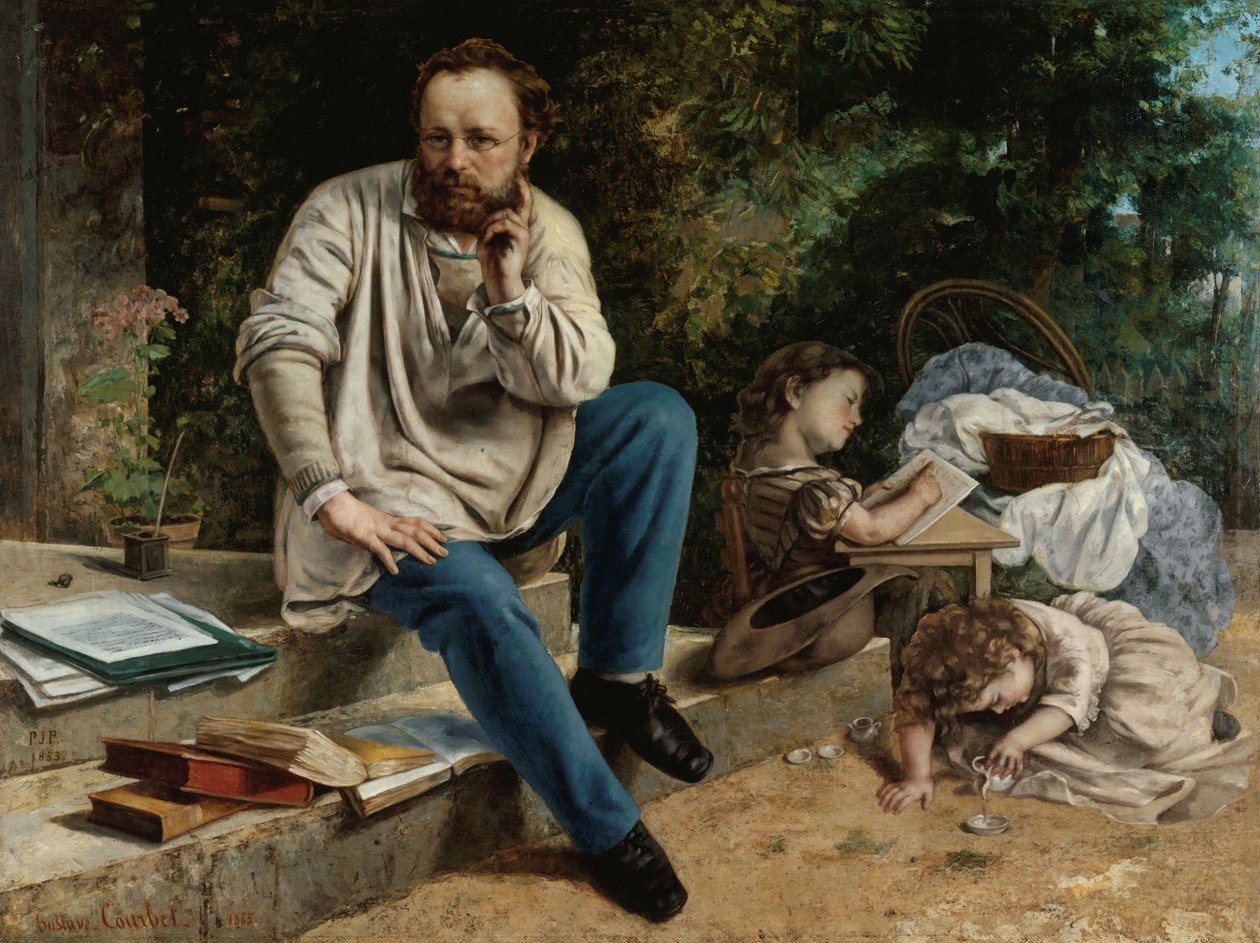 Pierre-Joseph Proudhon 1809-1865 og hans barn, 1865. av Gustave Courbet