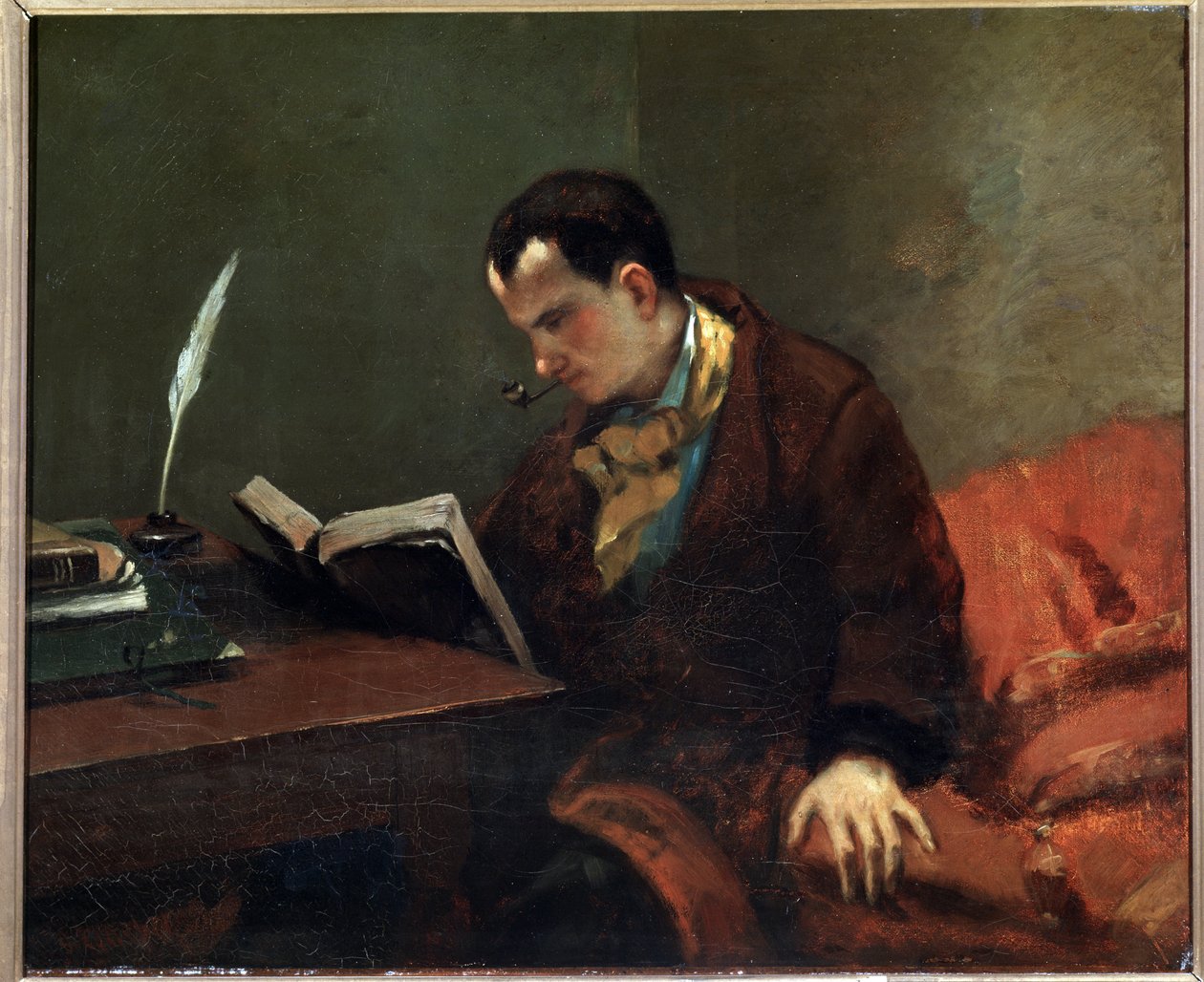 Portrett av poeten Charles Baudelaire - olje på lerret av Gustave Courbet