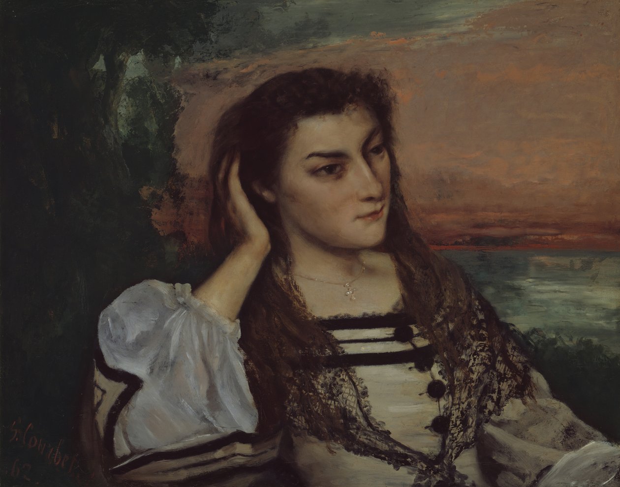 Reverie Portrait of Gabrielle Borreau, 1862. av Gustave Courbet