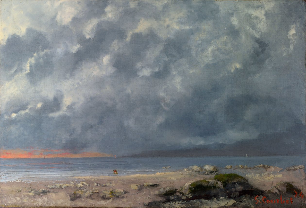 ""Scene de plage"" (Strandscene) Peinture de Gustave Courbet (1819-1877) - 1874 - Olje på lerret Dim 38x55,5 cm Nasjonalgalleriet, Londres av Gustave Courbet