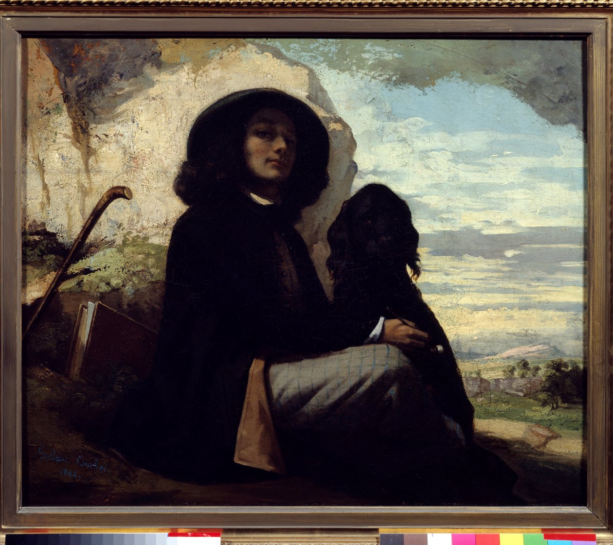 Selvportrett med hunden sin av Gustave Courbet (1819-1877) 1842 av Gustave Courbet