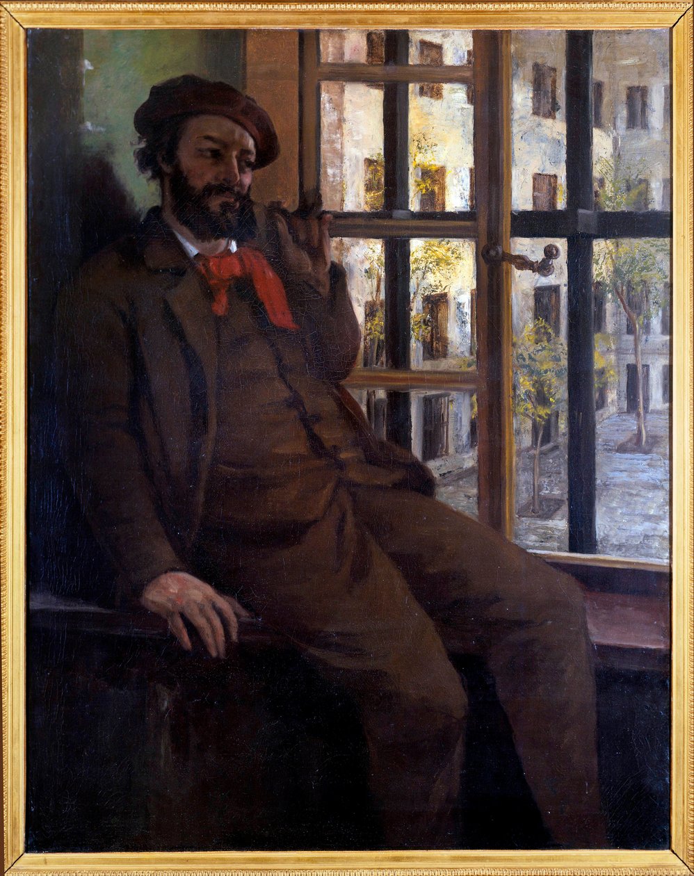 Selvportrett som Saint Pelagai (Olje på Channus av Gustave Courbet