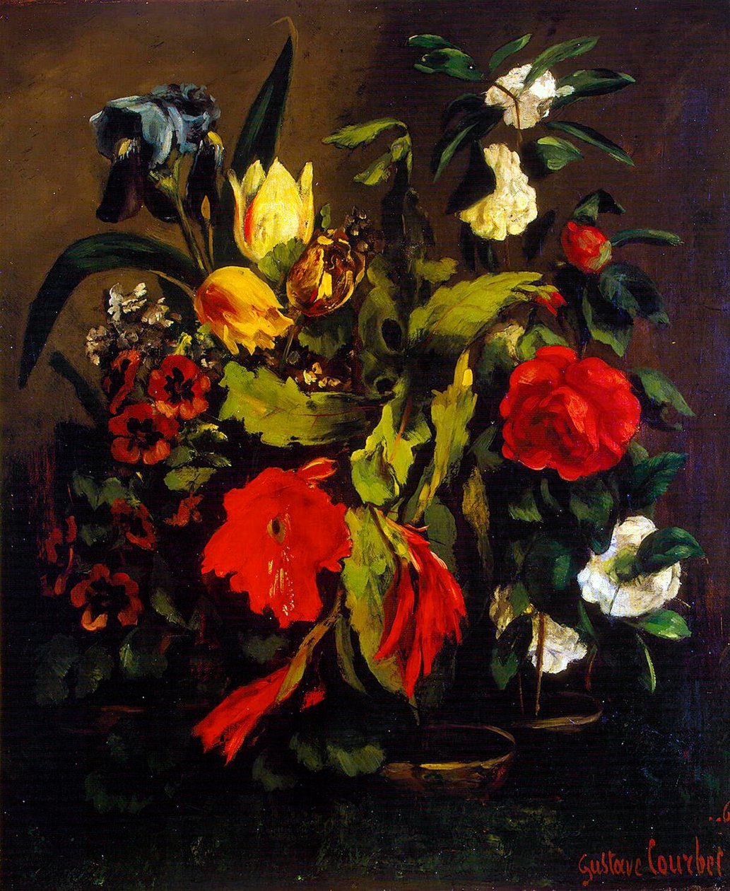 Stilleben av blomster, 1863. av Gustave Courbet