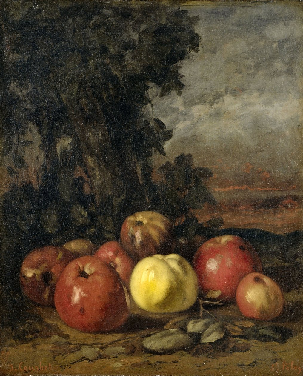 Stilleben med epler av Gustave Courbet