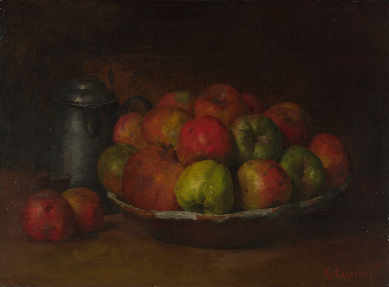 Stilleben med epler og et granateple, 1871-1872 av Gustave Courbet
