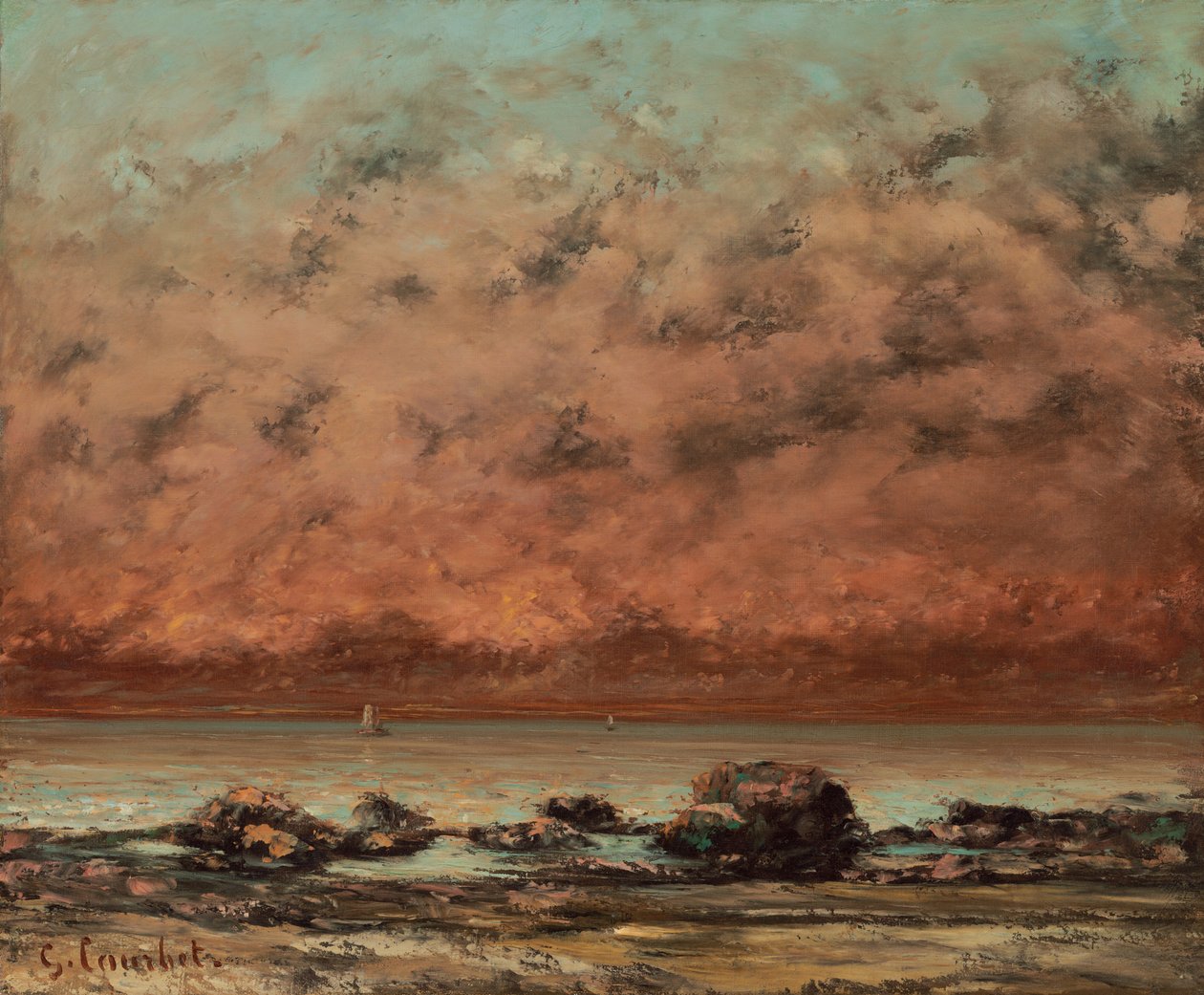The Black Rocks ved Trouville av Gustave Courbet