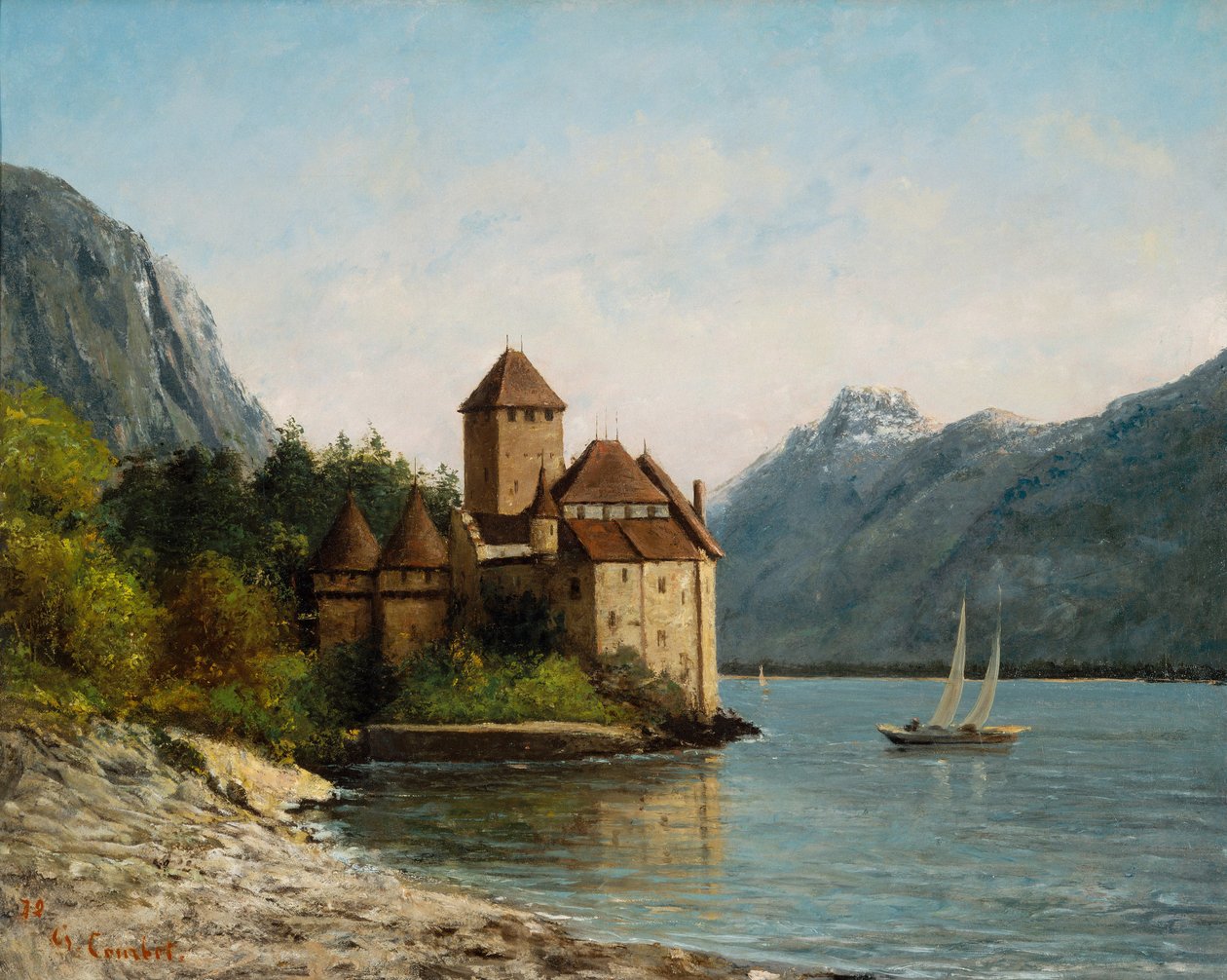 Chillon-slottet, kveld, ca. 1872 av Gustave Courbet