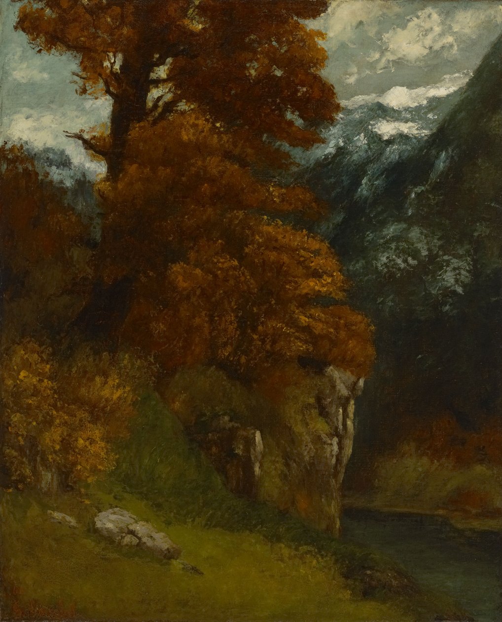 Dalen ved Ornans (Breddene av Doubs; Høstvirkning) av Gustave Courbet