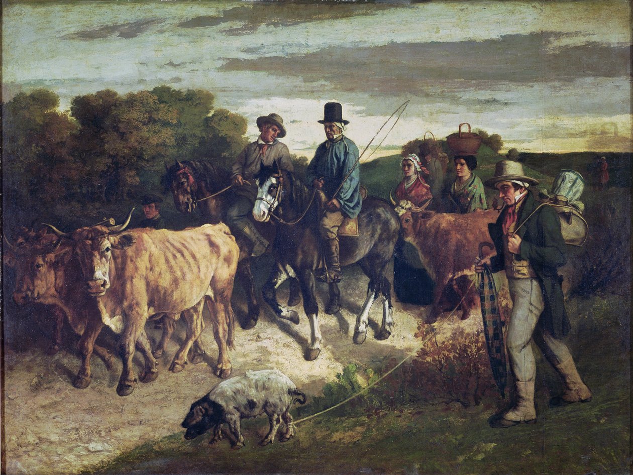 Bøndene i Flagey vender tilbake fra messen av Gustave Courbet