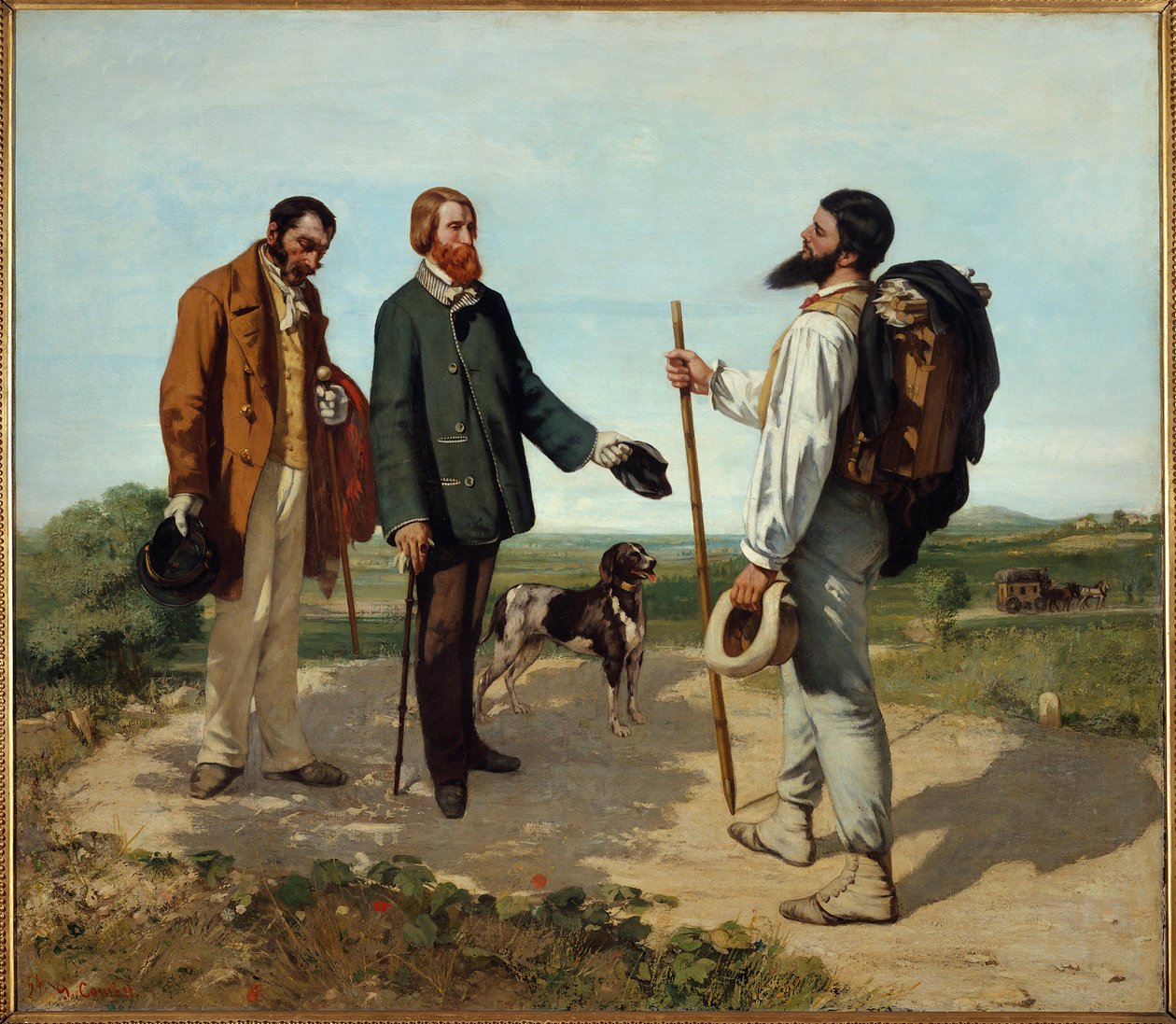 Møtet eller "Hei Mr. Courbet". Møte mellom Alfred Bruyas og Gustave Courbet. Maleri av Gustave Courbet (1819-1877) av Gustave Courbet