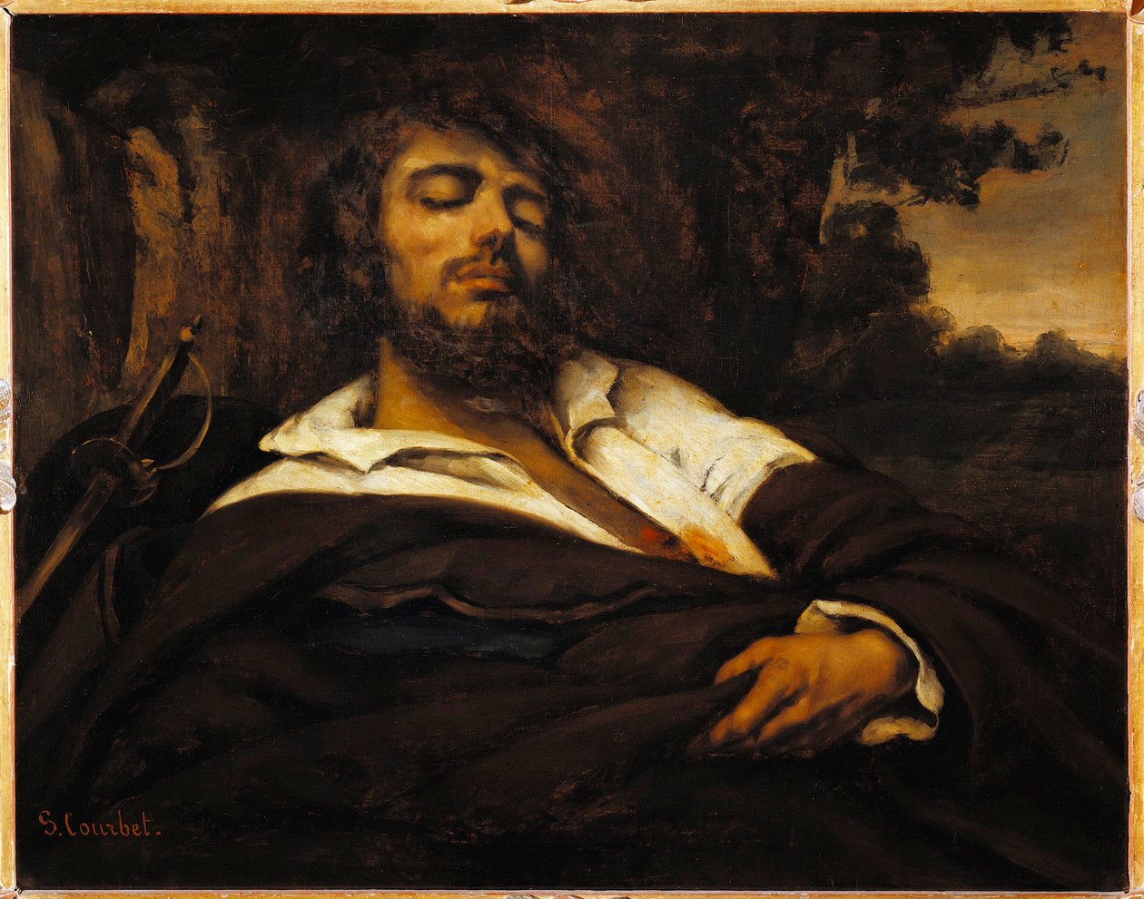 Malerens selvportrett sår. (olje på lerret av Gustave Courbet