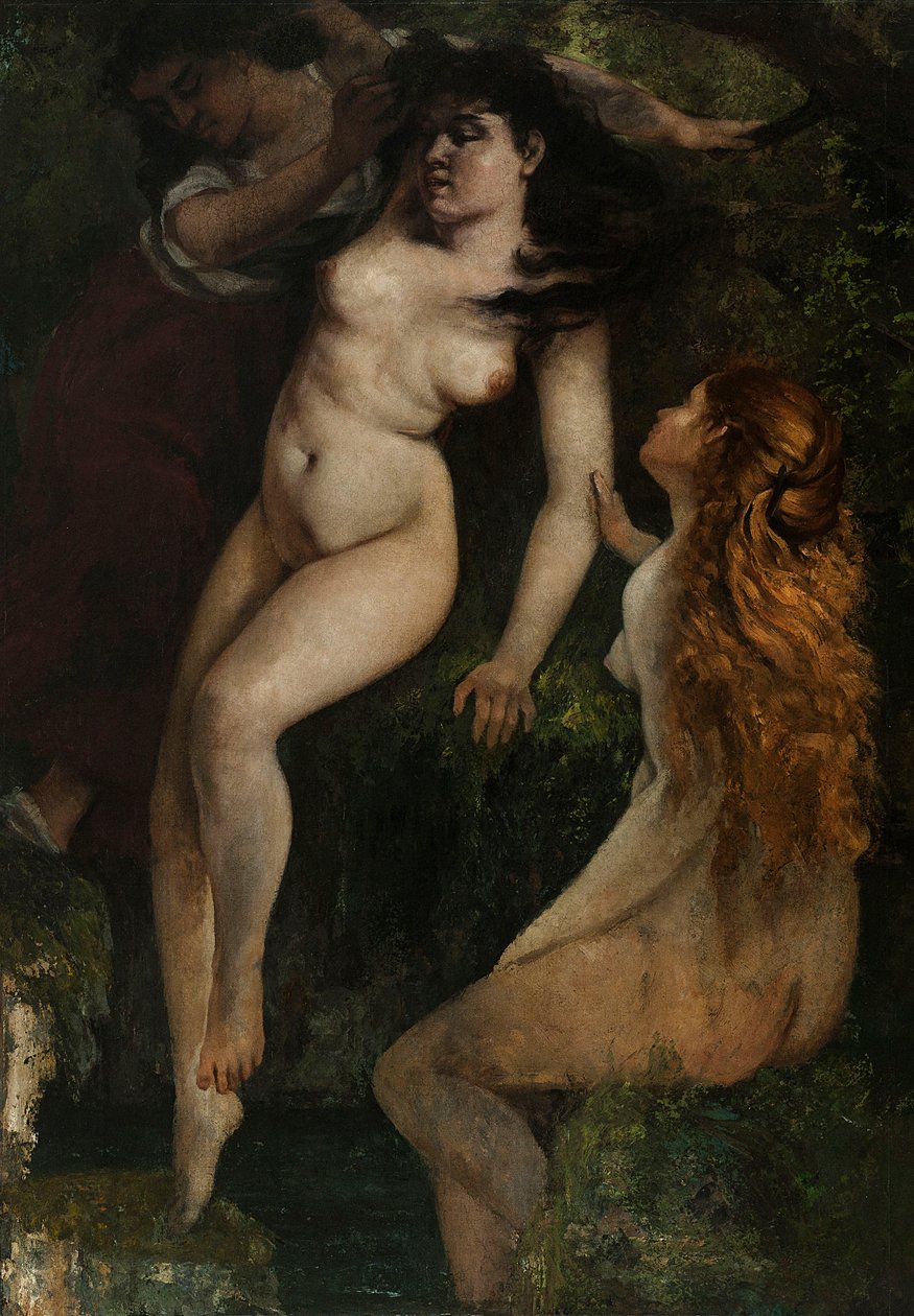 Tre badende kvinner av Gustave Courbet