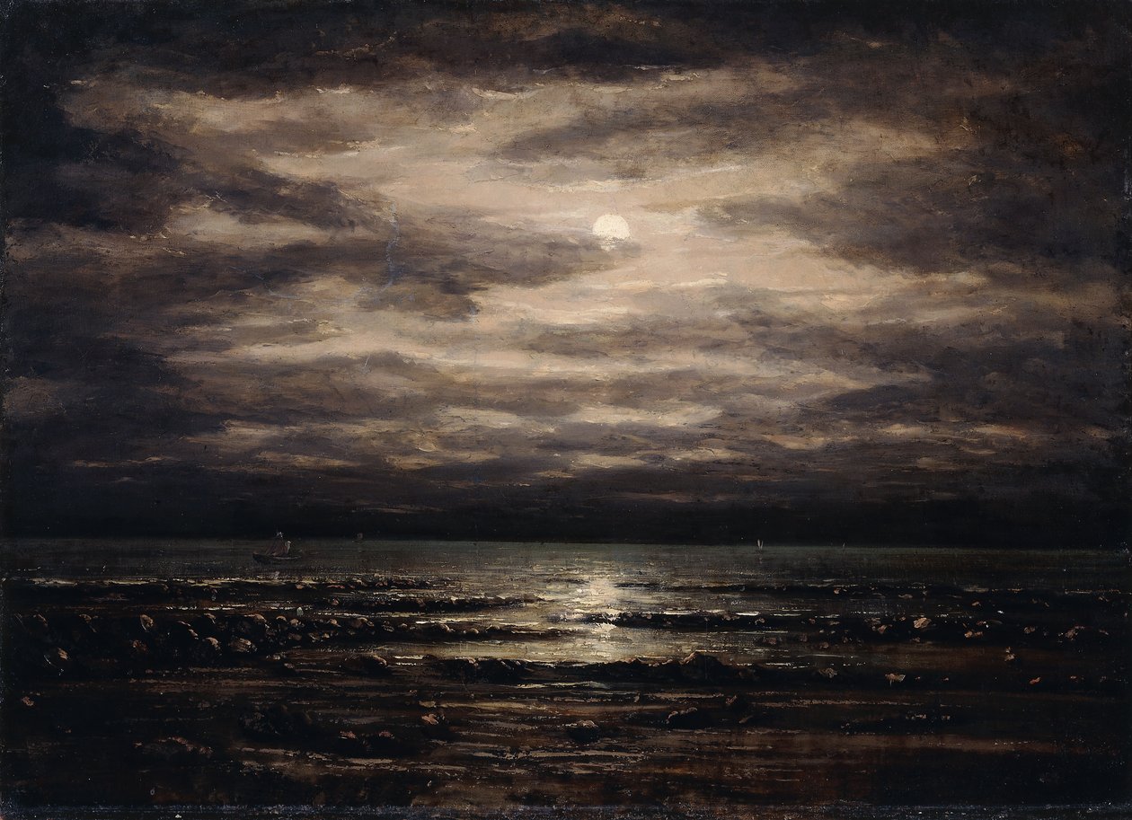 Twilight på Lake Leman i Bon Port, 1876 av Gustave Courbet