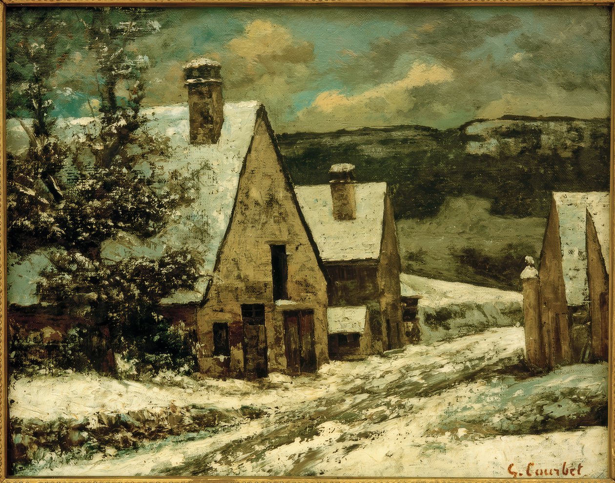 Landsby under snøen av Gustave Courbet