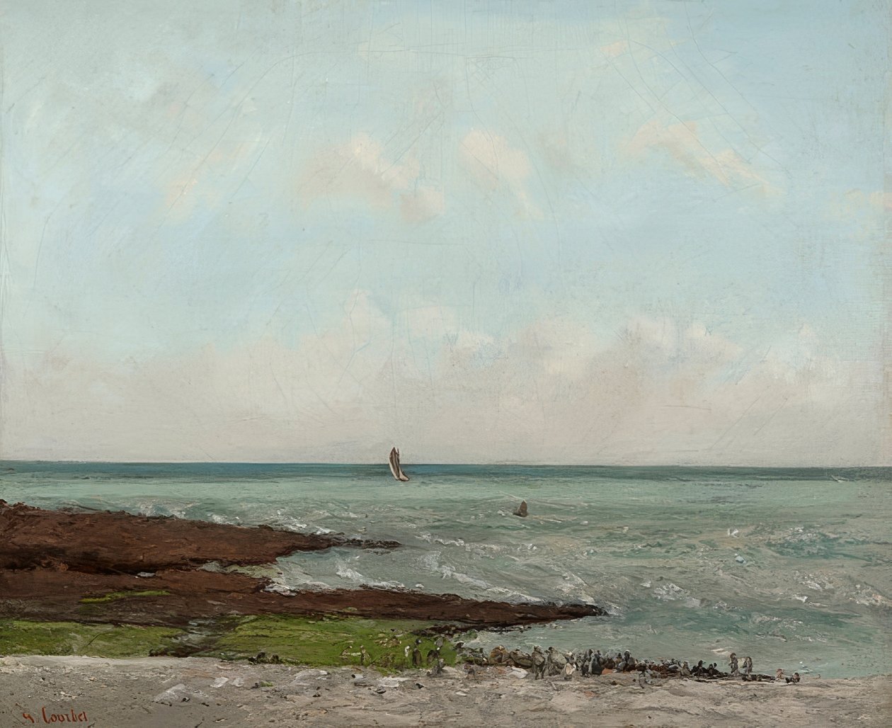Vaskerier på Ebbe, Étretat. 1866 eller 1869 av Gustave Courbet
