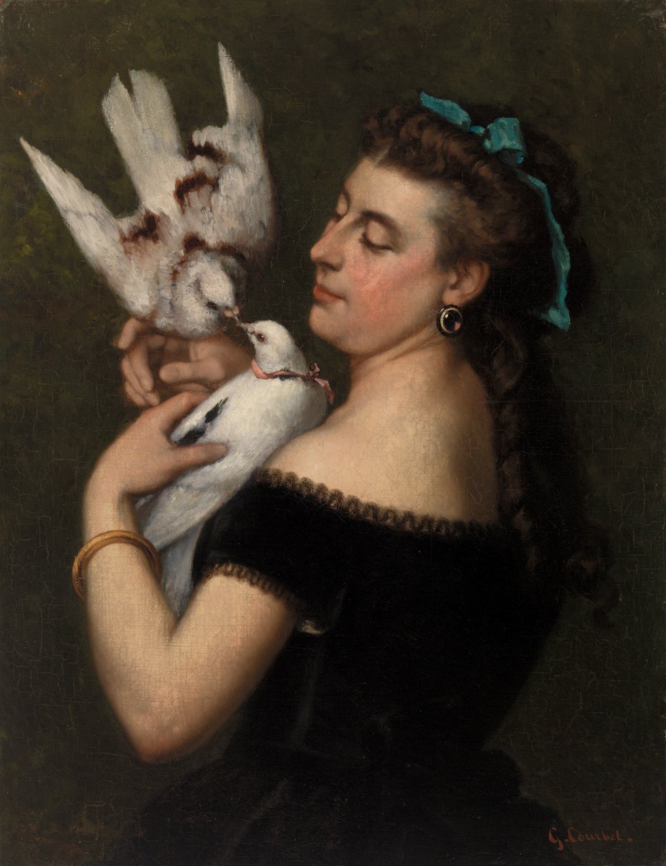 Kvinne med duer av Gustave Courbet