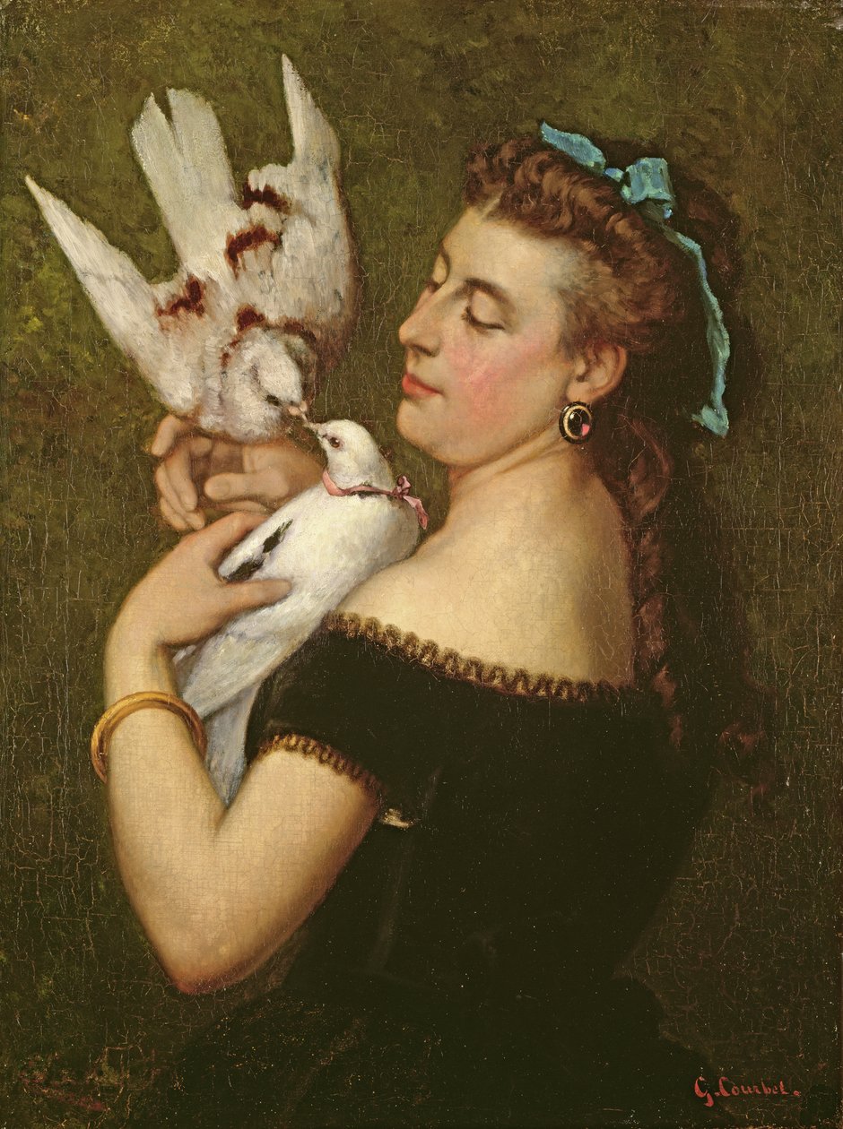 Kvinne med duer av Gustave Courbet