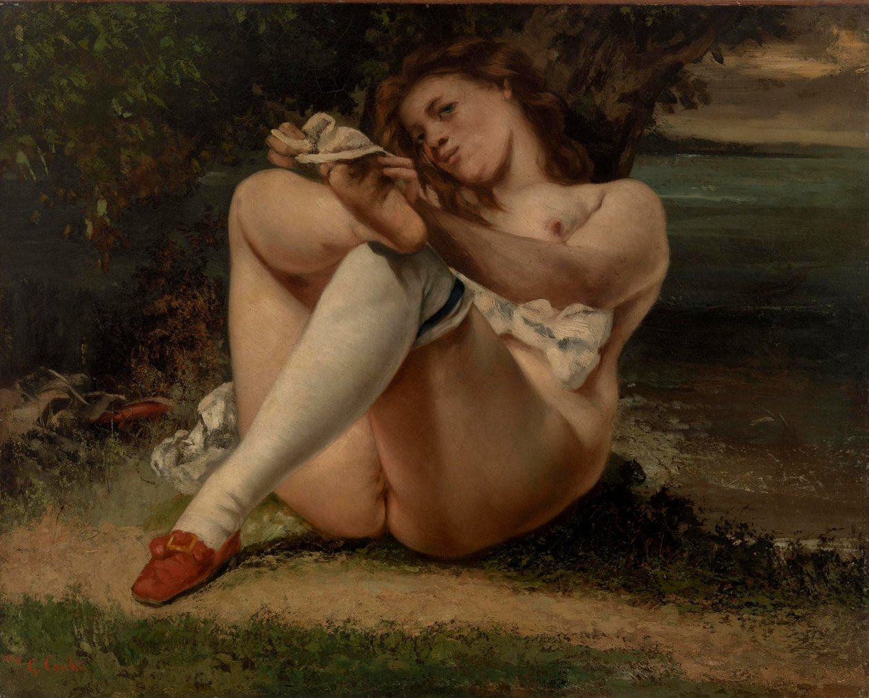Kvinne med hvite strømper av Gustave Courbet
