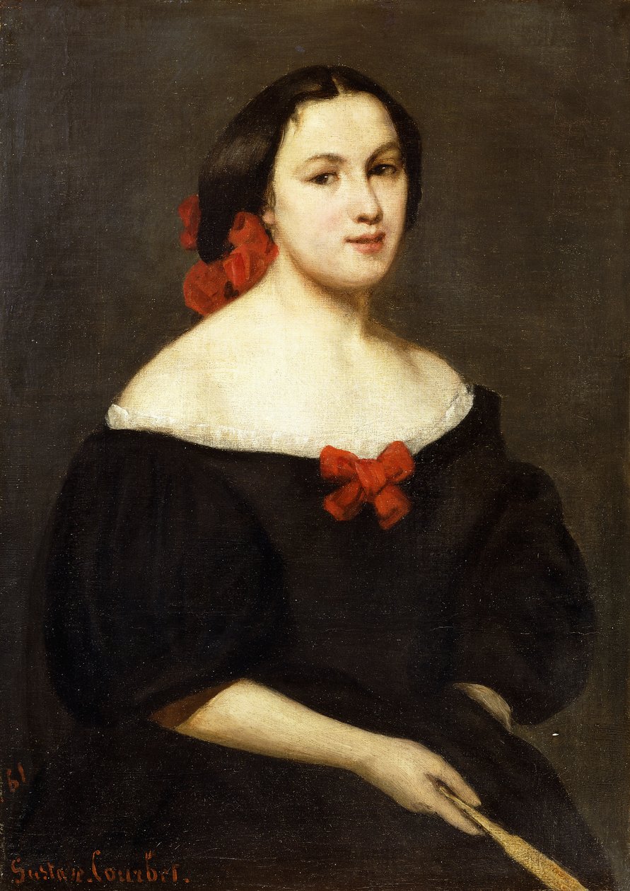 Kvinne med vifte; Femme a L"Eventail, 1861 av Gustave Courbet