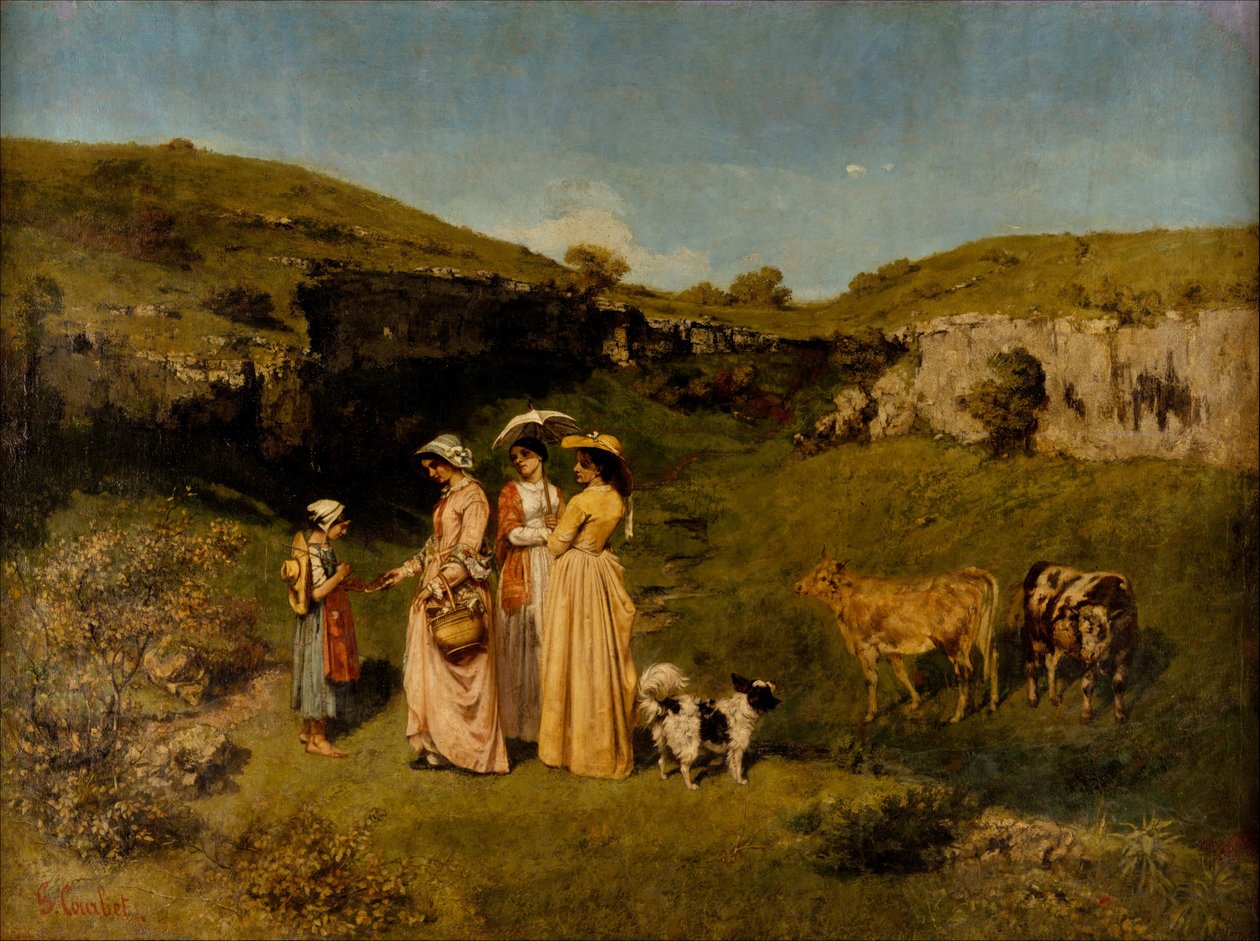 De unge damene i landsbyen av Gustave Courbet