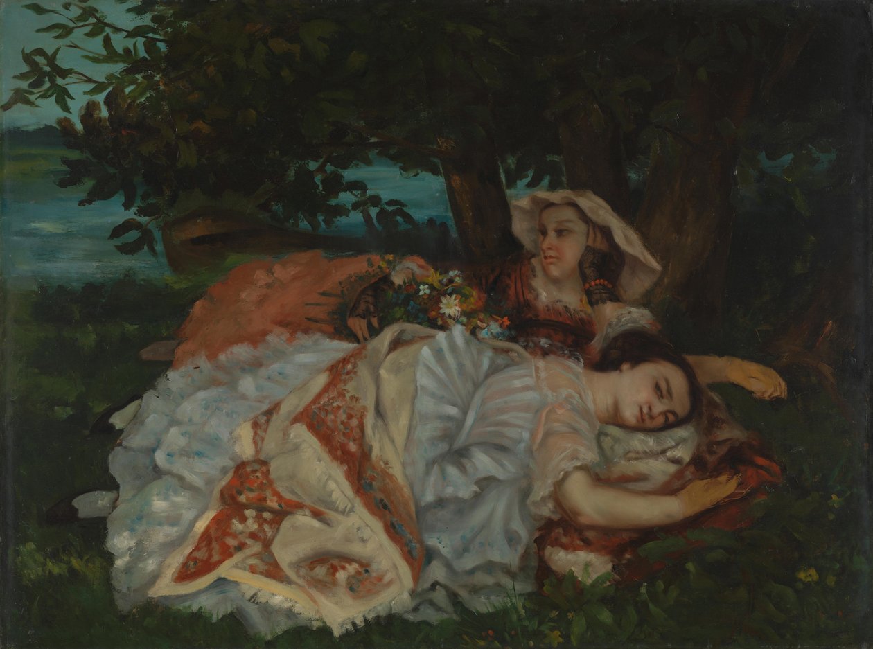 Unge damer på bredden av Seine, før 1857 av Gustave Courbet
