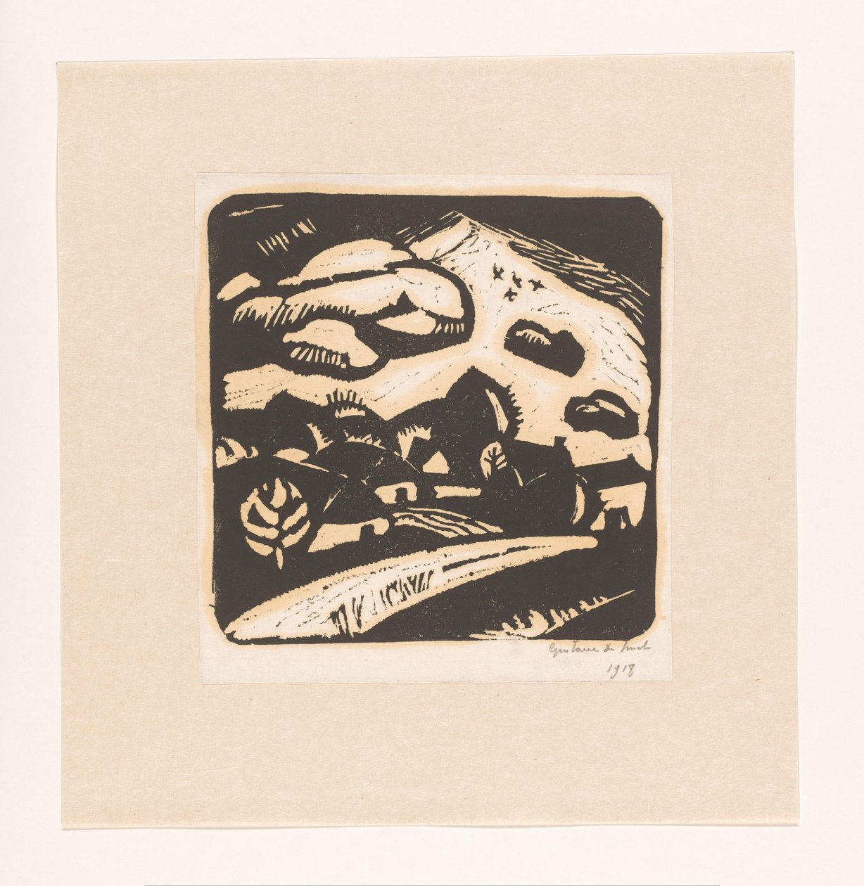 Landskap med hus, vei og fjell av Gustave De Smet (signed by artist)