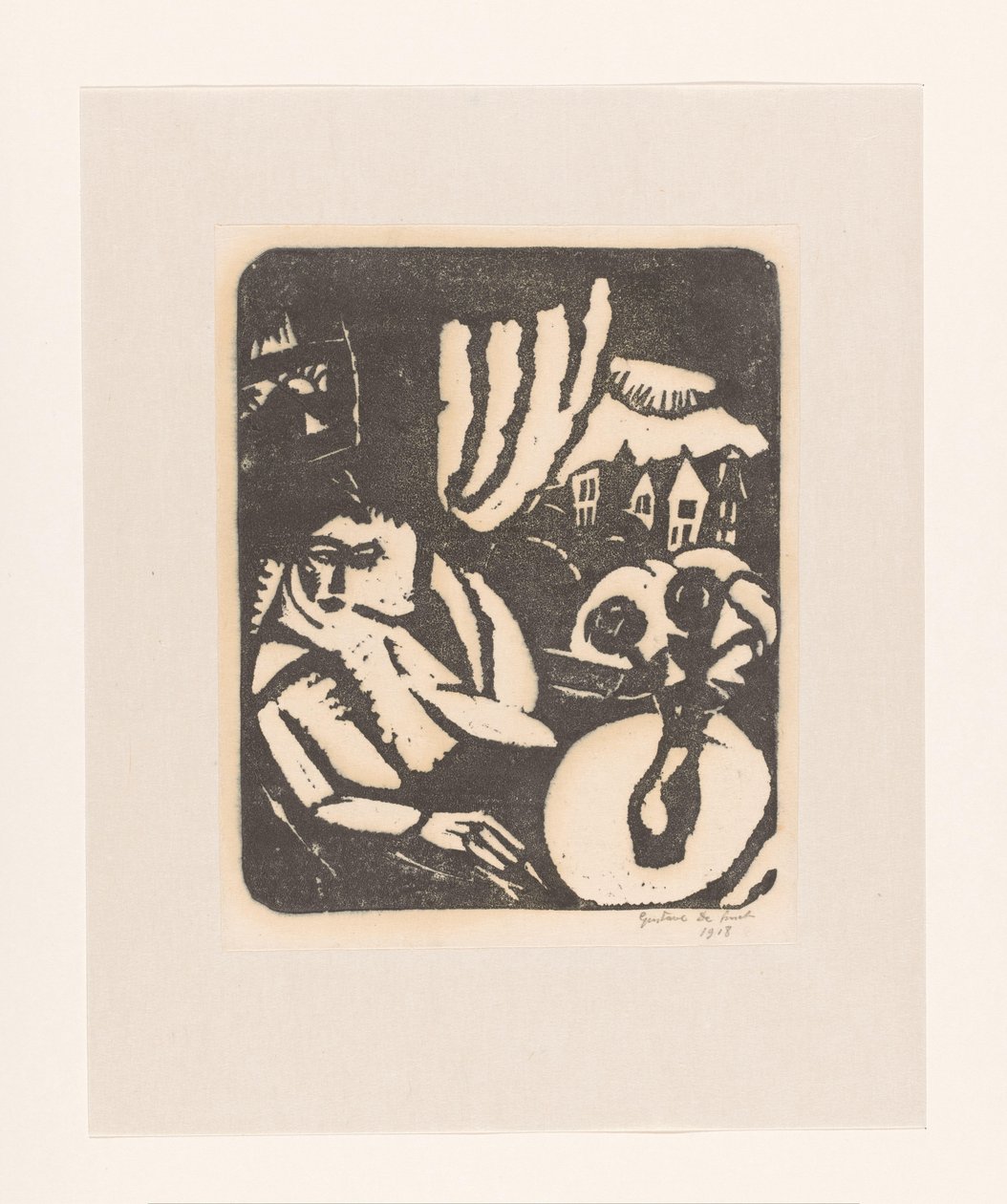 Kvinne sitter ved et vindu av Gustave De Smet (signed by artist)