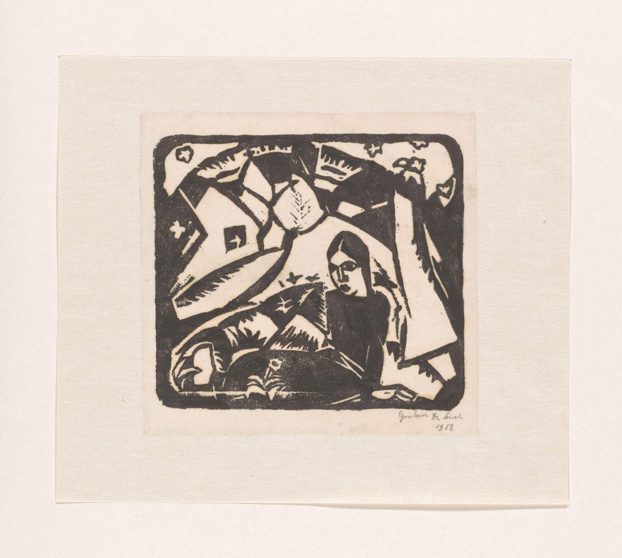 Sittende kvinne i et landskap av Gustave De Smet (signed by artist)