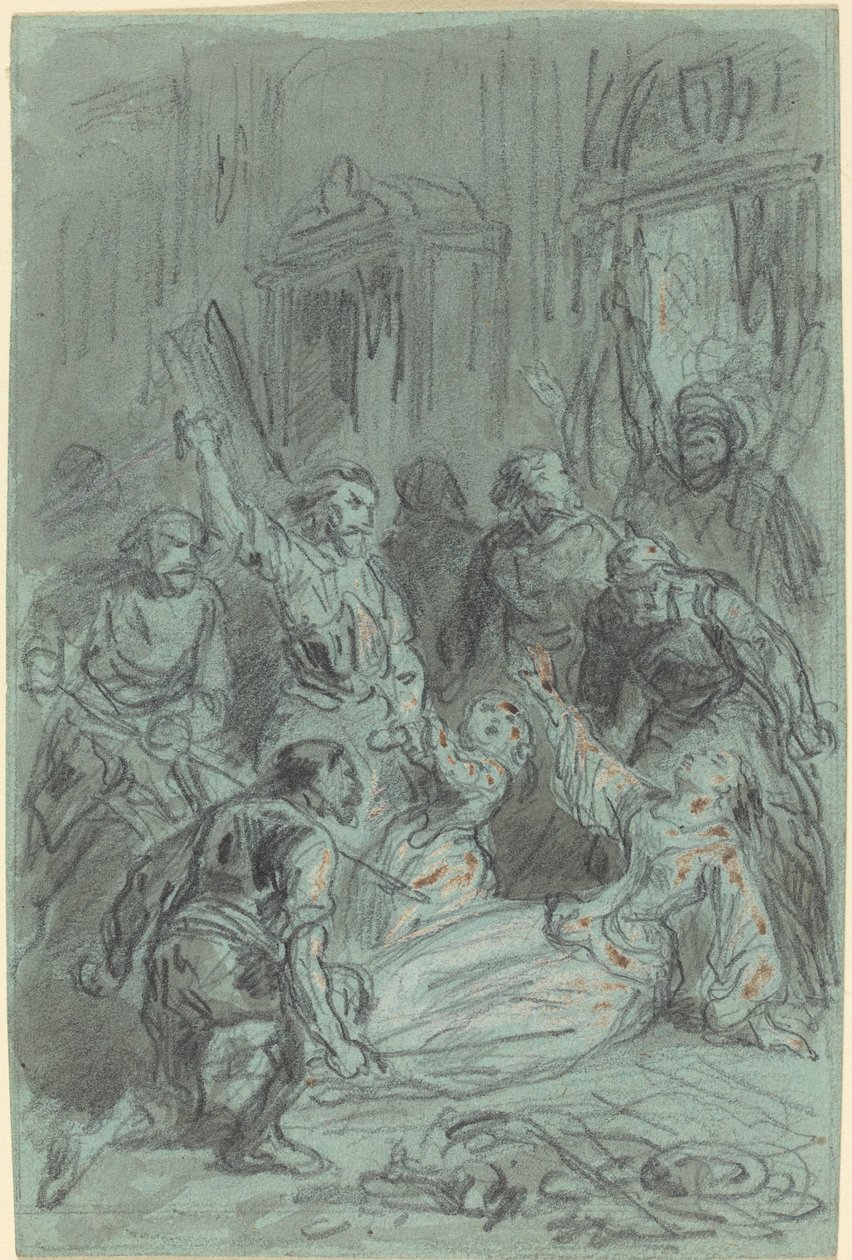 En dramatisk scene med en besvimende kvinne av Gustave Dore