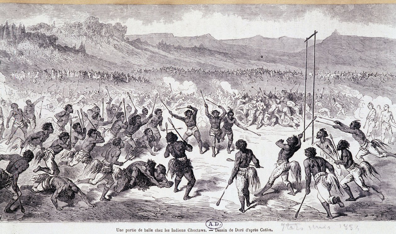 Et ballspill i Choctaws-indianerne - gravering av Gustave Doré av Gustave Dore